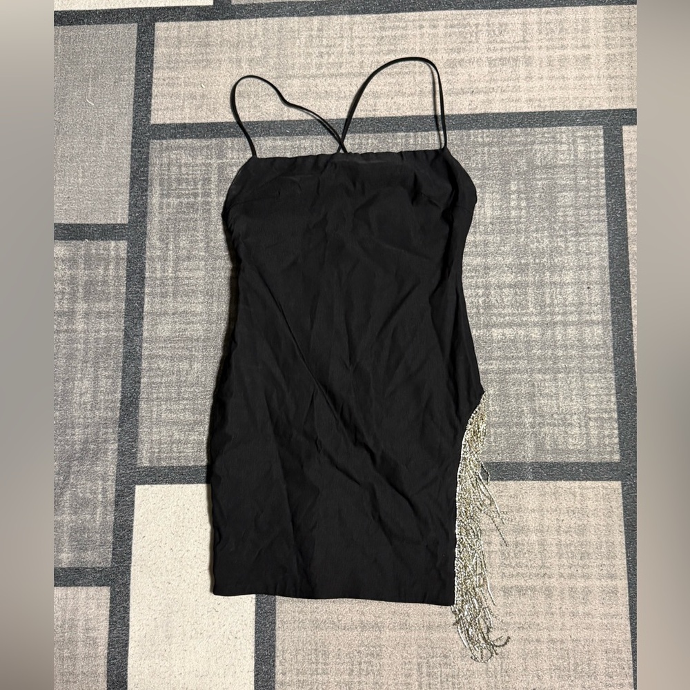 White Fox Dangly Rhinestone Mini Dress